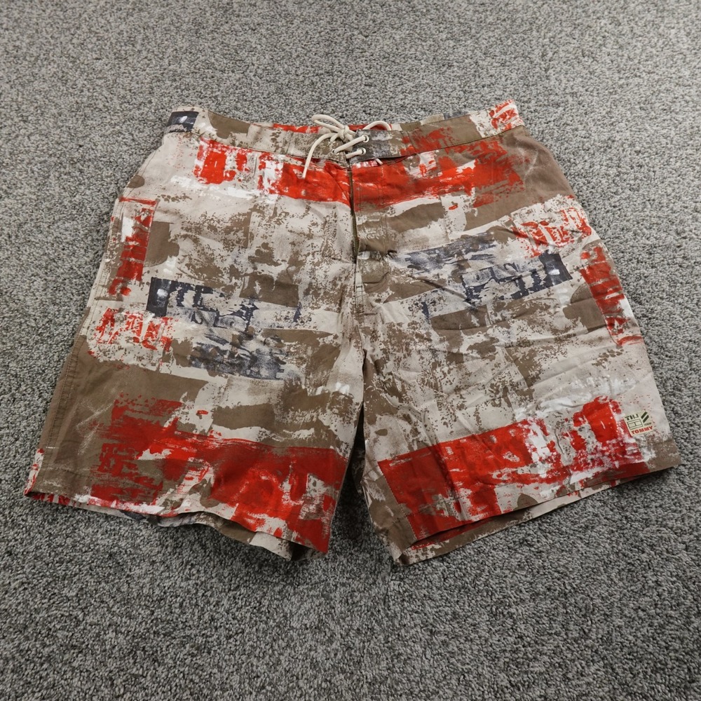 VTG Tommy Hilfiger Shorts Mens XL Orange Brown Hybrid Board Swim Trunks‎ 90s Y2K
